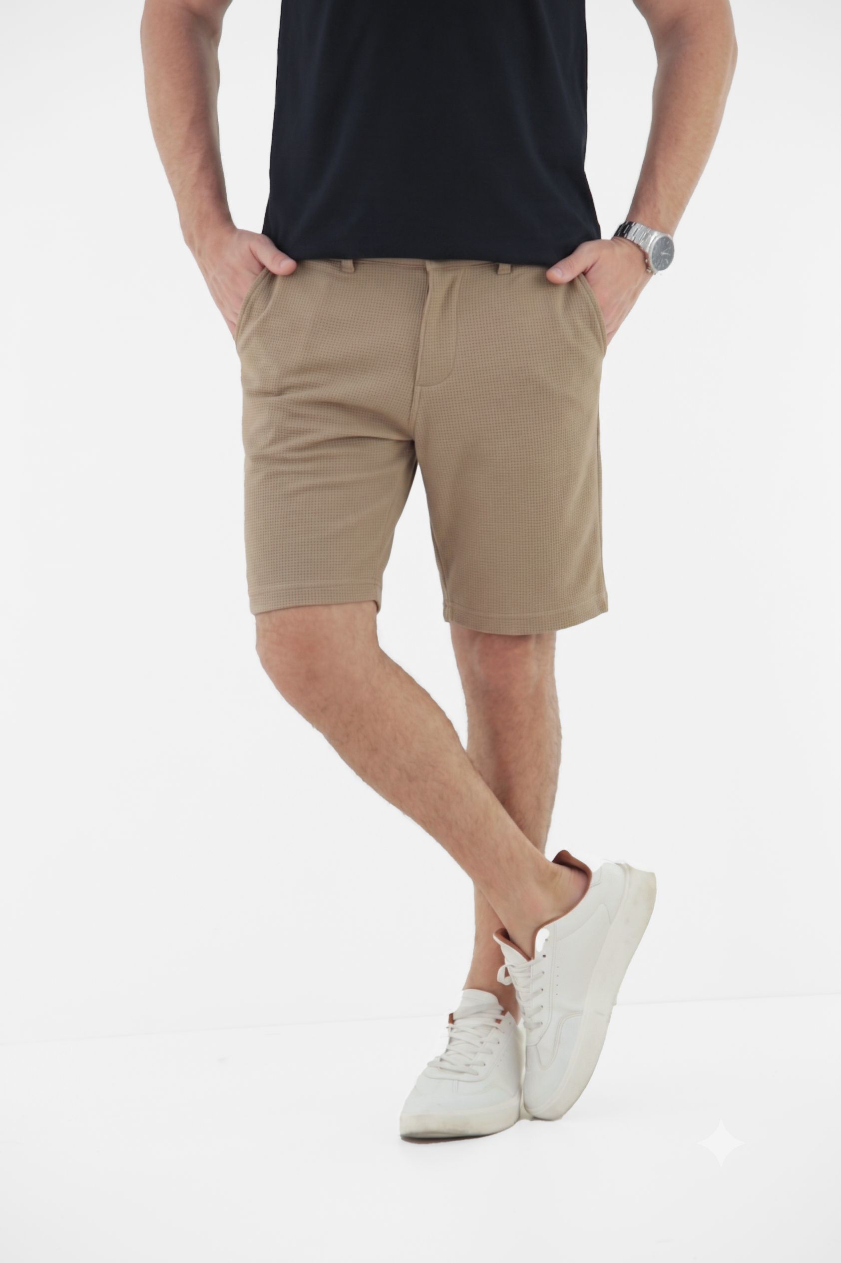 Vista alternativa de Bermuda Masculina Alfaiataria Texturizada