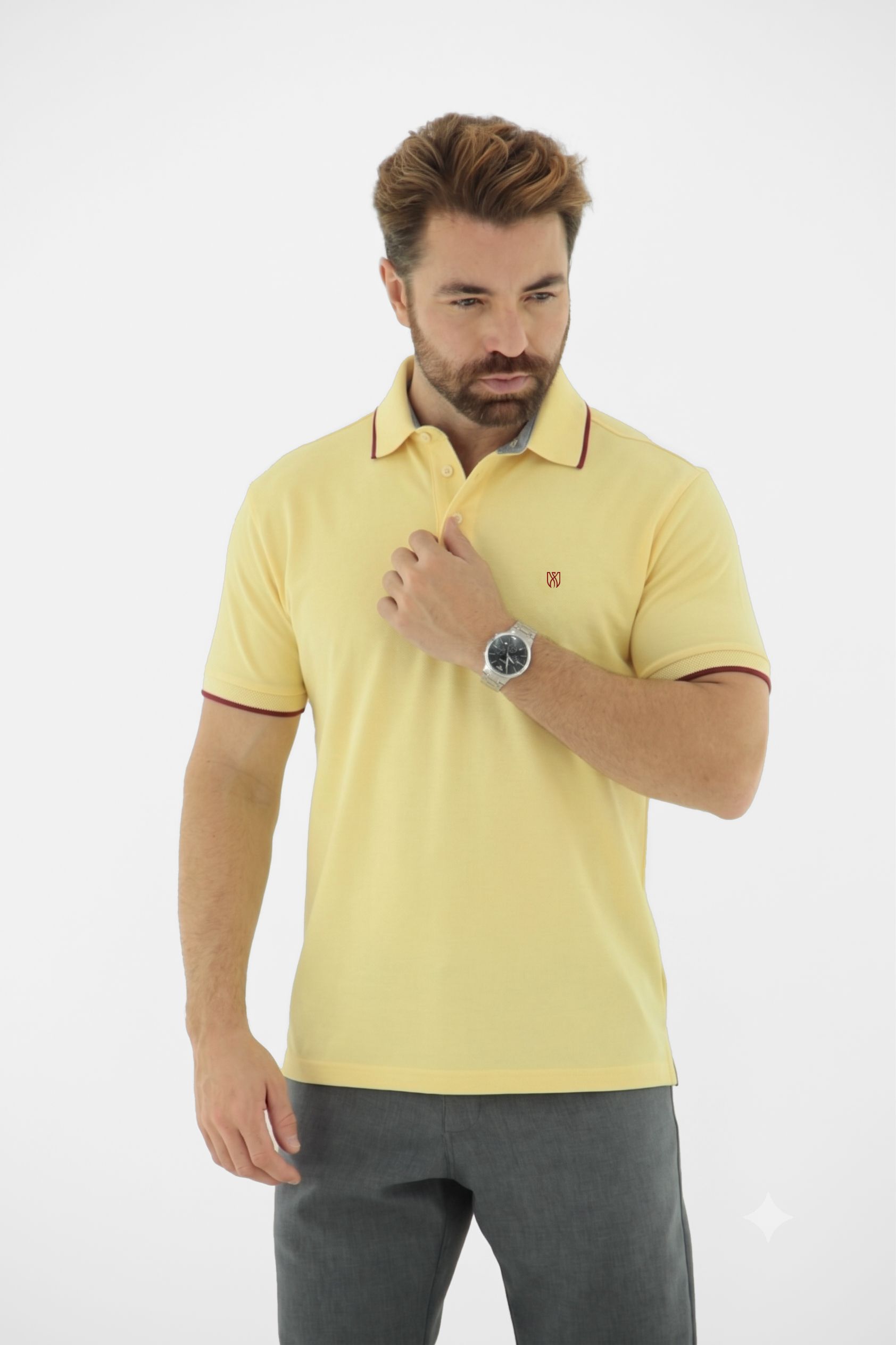 Vista alternativa de Camisa Polo com Abertura Lateral e Pé de Gola Linha Premium
