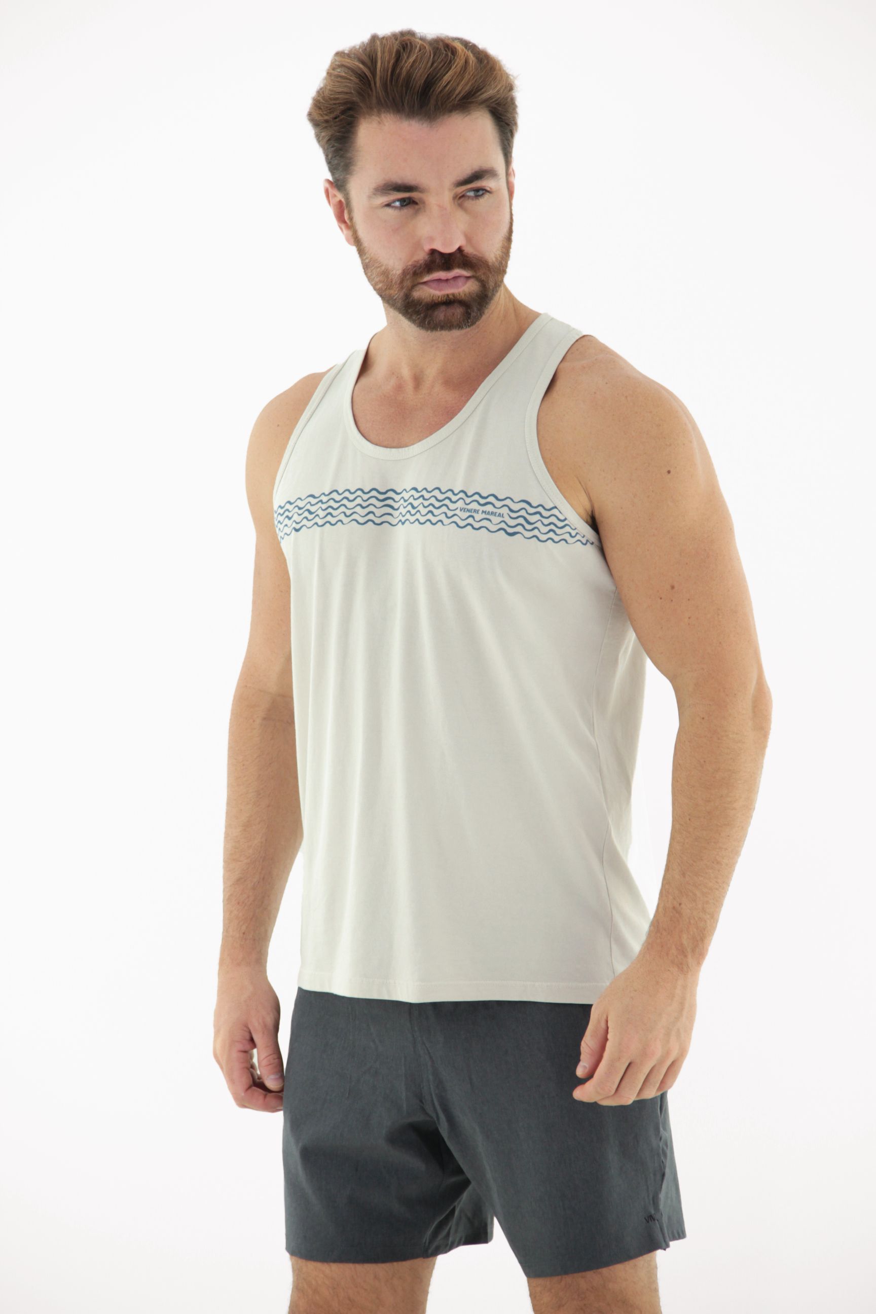 Fotografia de Camiseta Regata Masculina 100% Algodão com Estampa Ondas