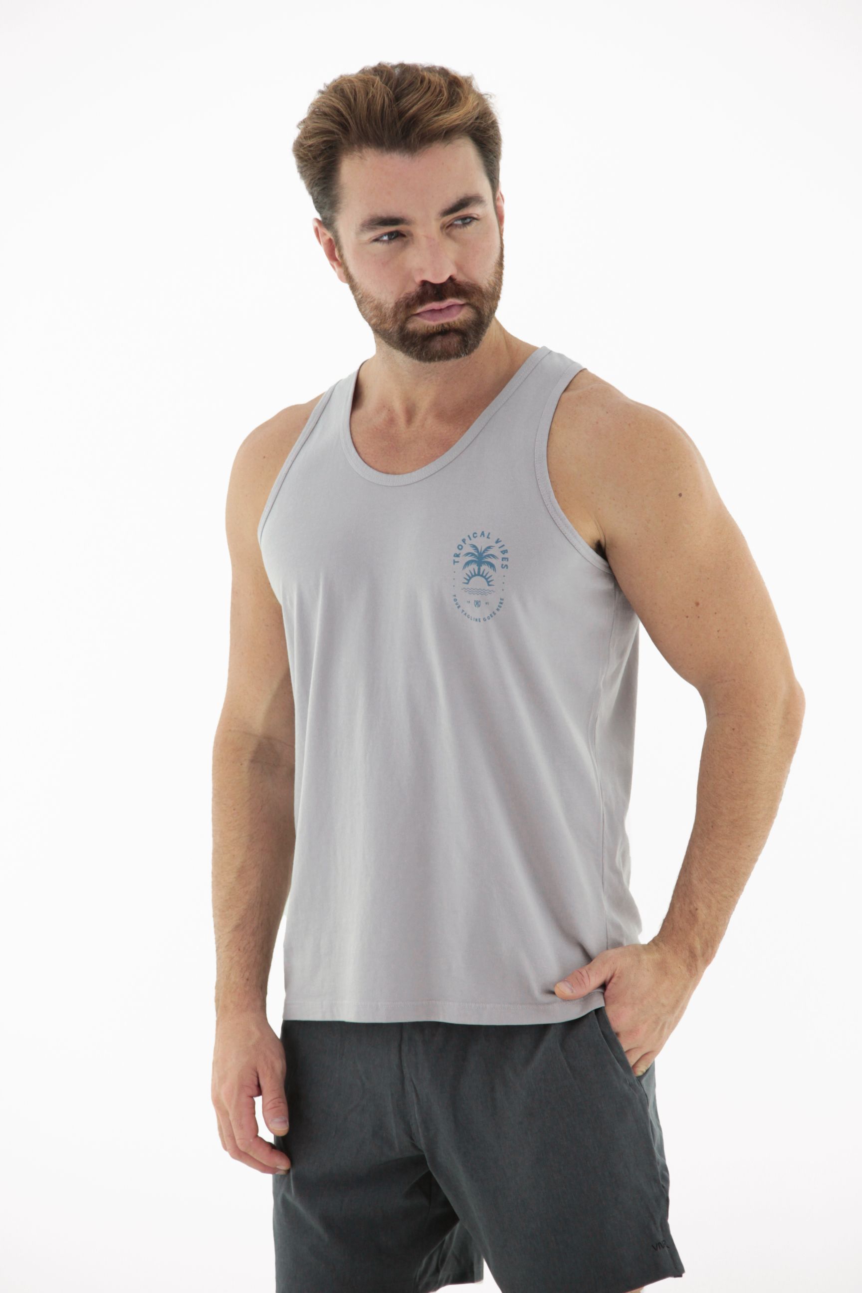 Vista lateral 1 do produto Camiseta Regata Masculina 100% Algodão em Malha Estonada