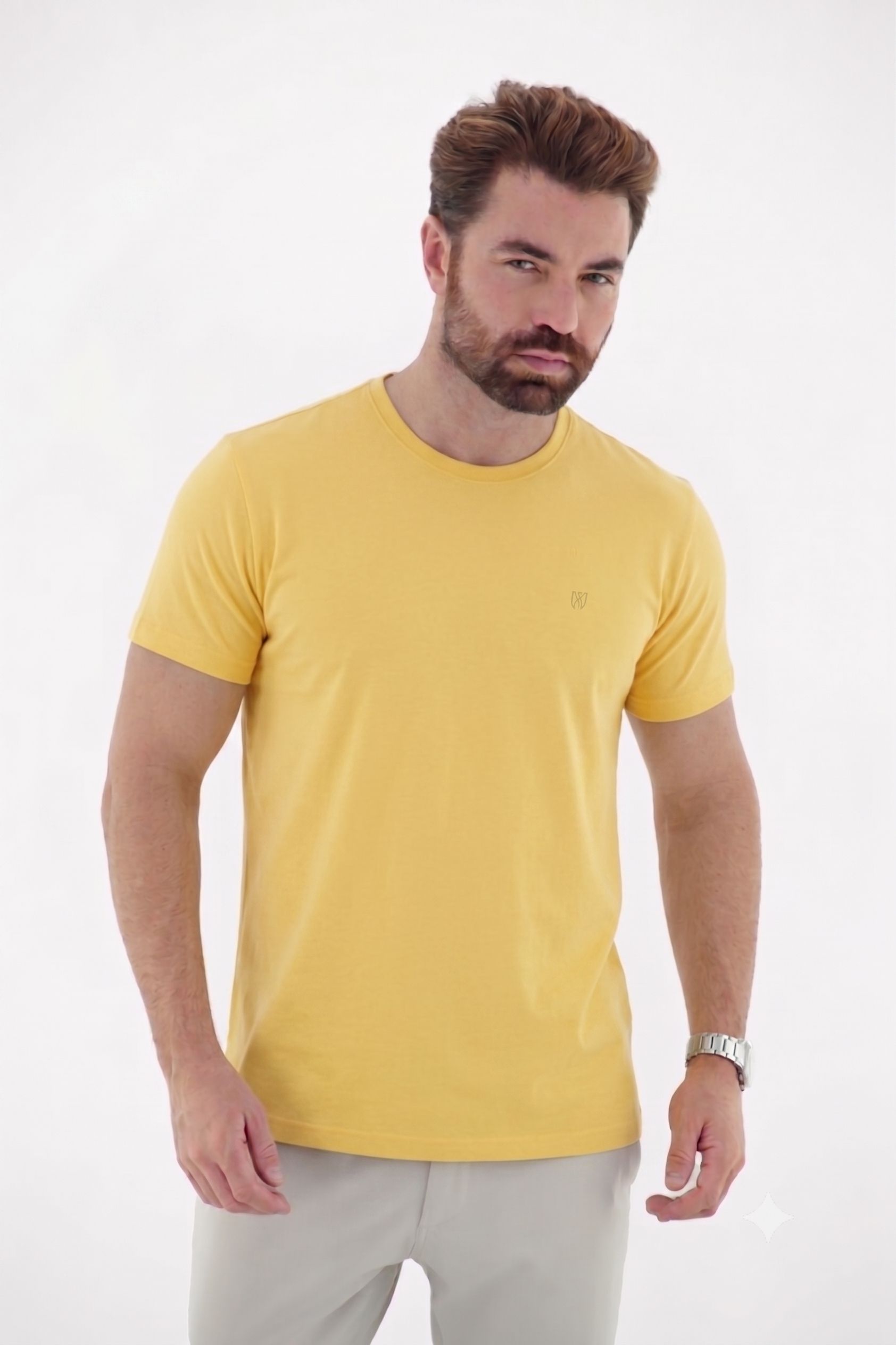 Vista lateral 5 do produto Camiseta T-Shirt Básica em Algodão Penteado Masculina
