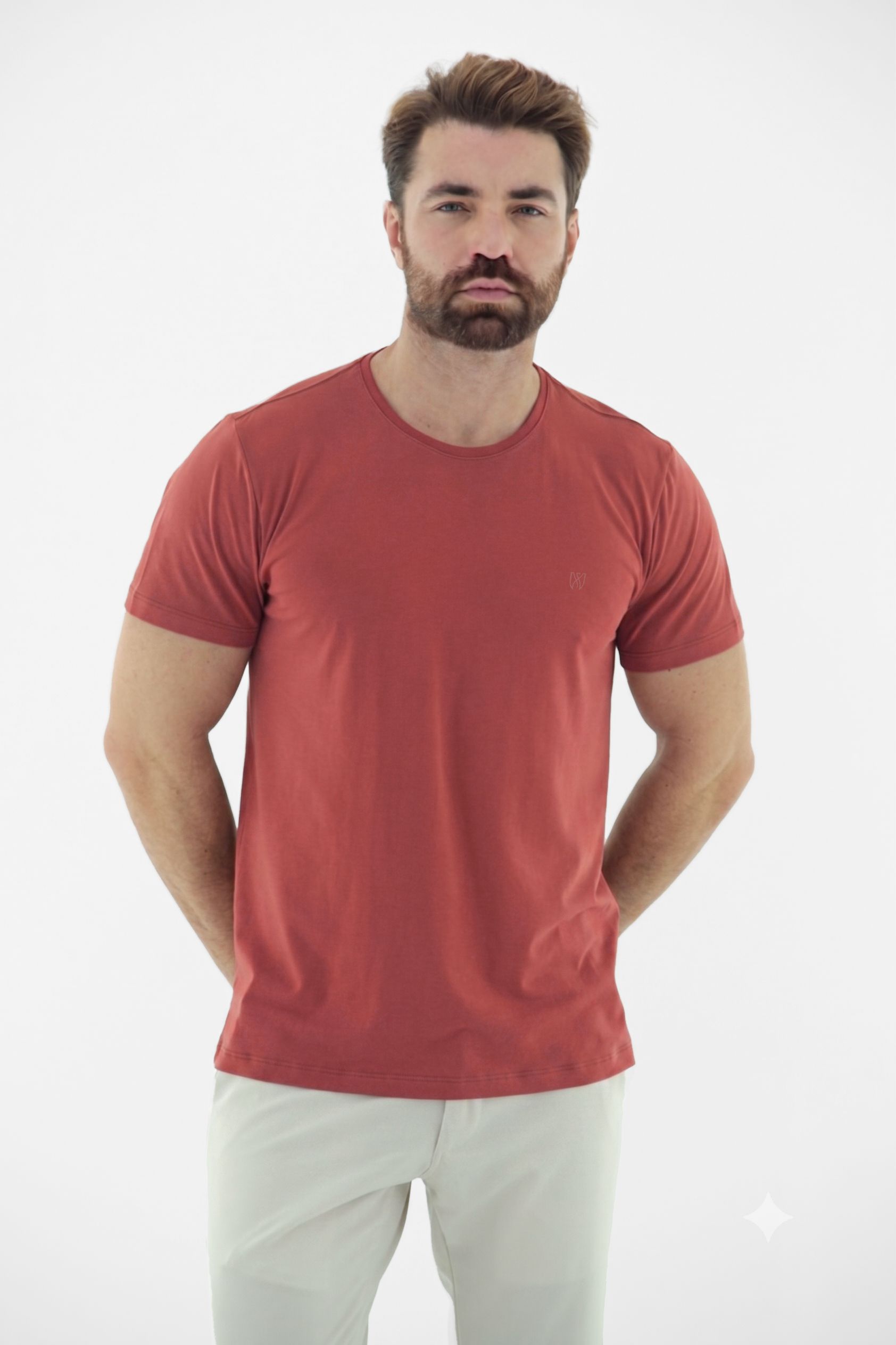 Vista lateral 2 do produto Camiseta T-Shirt Masculina em Algodão com Elastano