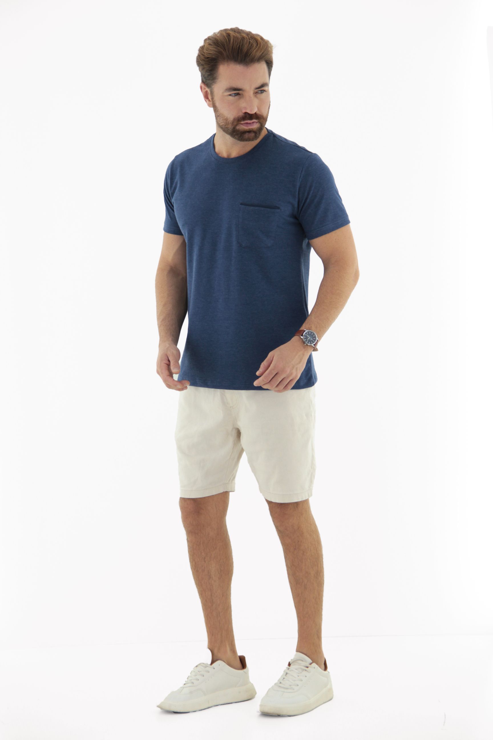 Vista alternativa de Camiseta T-Shirt Masculina em Piquet com Bolso Frontal
