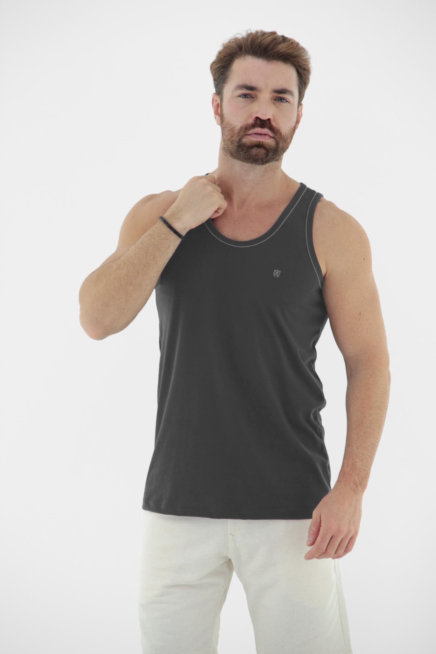 Vista lateral 6 do produto Regata com Filete Básica Masculina 100% Algodão
