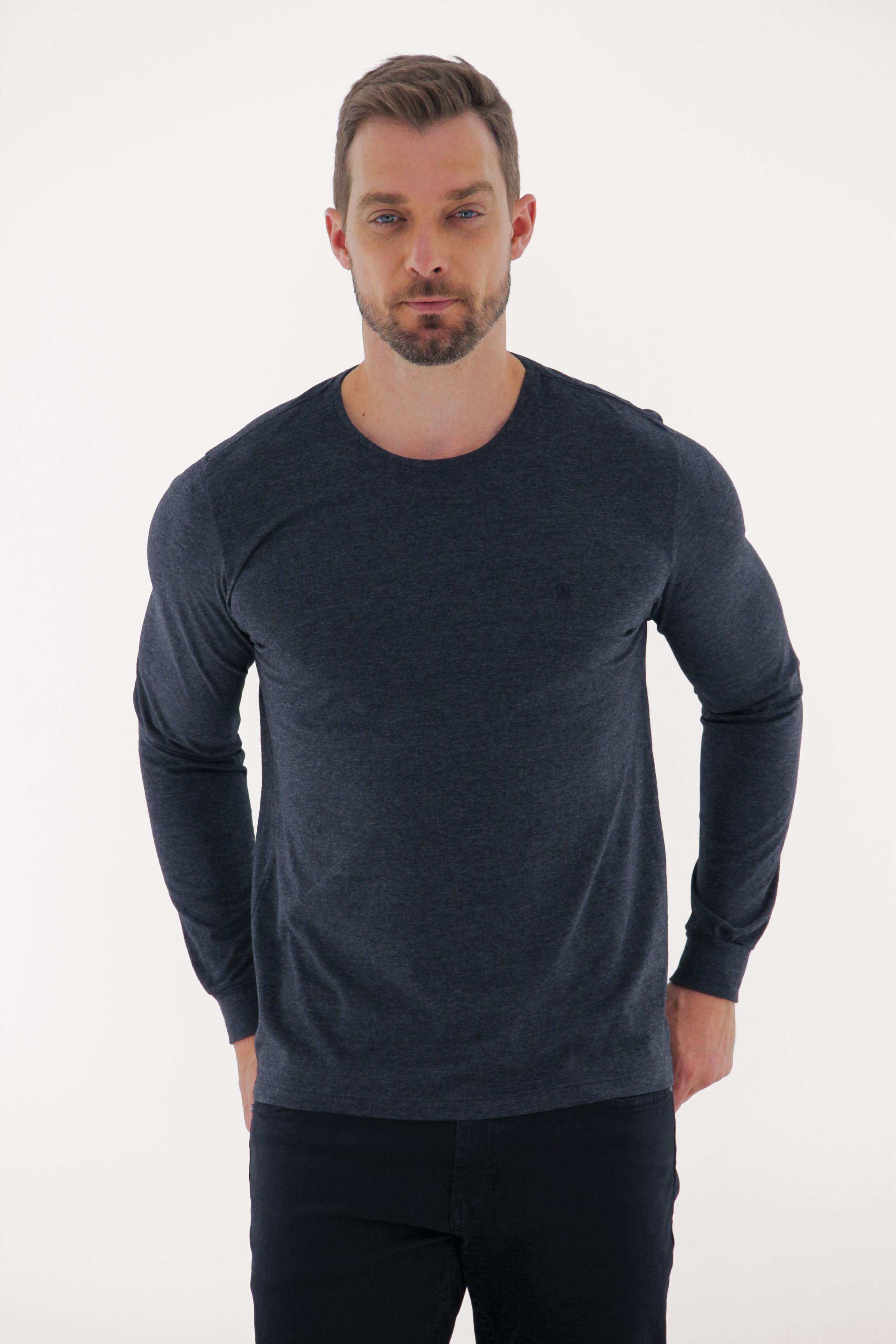 Vista alternativa de T-Shirt Básica Manga Longa Masculina